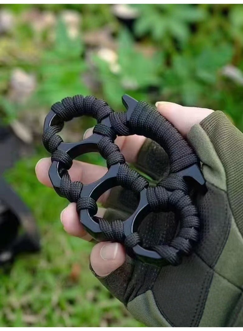 2 pieces Black Brass knuckles-4 Finger Ring for Adult Self-Defense - Image 2