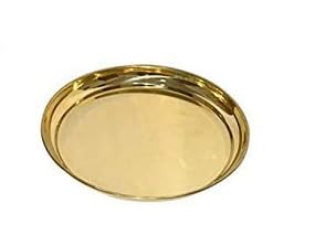 Damurhu Pure Brass Multipurpose HalwaPoojaSnacksRiceBhojan PlatePatra 8 Inches Size8 Set of 5 Pcs for Home and Puja PurposeEspecially Hindu Traditional Occasions - Image 3