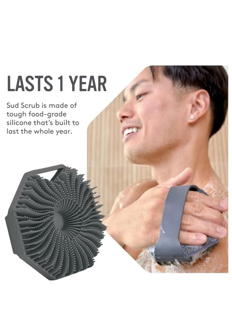 Silicone Body Scrub, Non-slip Handle Shower Scrub Cleansing Brush, Silicone Body Brush with Soft Silicone Bristles for Shower, Exfoliating Body Scrub for Sensitive Skin (Gray) - Image 5