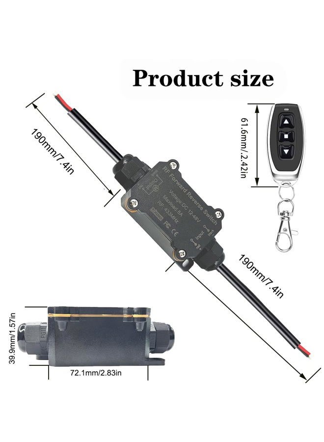 NEWNEWLIU مفتاح تحكم عن بُعد DC12V للأمام والخلف، مفتاح تحكم عن بُعد لاسلكي مقاوم للماء لموتور DC، مفاتيح تحكم عن بُعد لمشغل خطي DC12V/48V/8A لموتور DC، رافعة، مرحل كهرومغناطيسي - Image 5