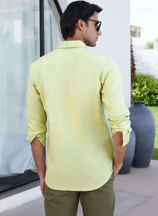 Zeyo Men Relaxed Casual Shirt in Yellow - Image 5