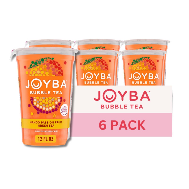 Joyba Bubble Tea Mango Passion Fruit Green Tea, 6 Pack, 12 fl. oz. Cups - Image 1