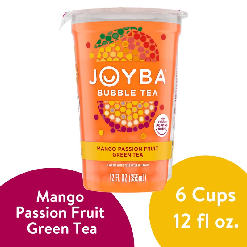 Joyba Bubble Tea Mango Passion Fruit Green Tea, 6 Pack, 12 fl. oz. Cups - Image 2