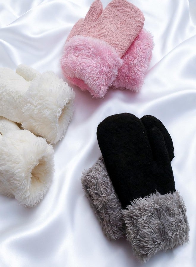 Sdfvsdg 3 Pairs Winter Mittens Glove for Kids Baby Warm Gloves Thick Knitted Fleece Lined Gloves Thermal Set for Boys Girls - Image 5