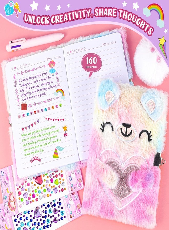 ASTEN Diary for Girls Age 8-12, Girls Journal with Lock and Key, Kids Journal for Little Girls Birthday Gift, Cute Notebook with Multicolors Pen and Purse, Locking Diary Fuzzy Notebook for Writing (Pink) - Image 4