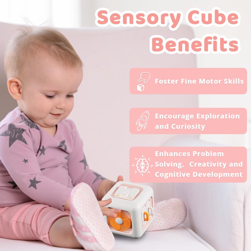 SOCBTNSO Busy Cube, Toys for 1 Year Old Girl Gifts, Montessori for Baby Girl, Travel Sensory Toys for Toddlers 1-3, Learning Fine Motor Skills| 1st Birthday Girl Gifts 12 Months Stocking Stuffers - Image 5