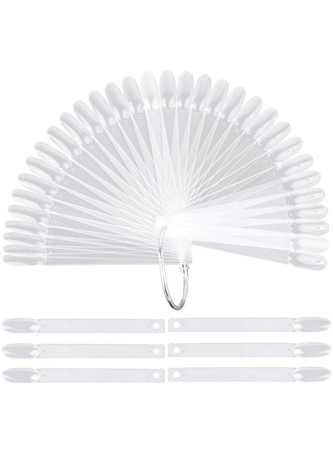 LoveBB 200 Pcs Oval Nail Swatch Sticks Fan-shaped Nail Polish Sample Sticks with Metal Split Ring for Nail Color Display, Clear - Image 1