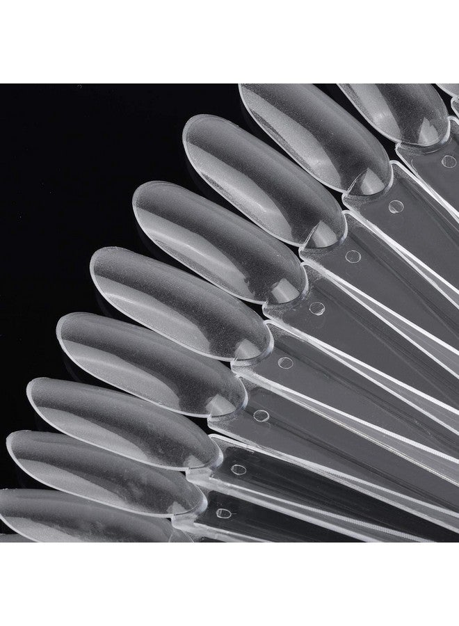 LoveBB 200 Pcs Oval Nail Swatch Sticks Fan-shaped Nail Polish Sample Sticks with Metal Split Ring for Nail Color Display, Clear - Image 2
