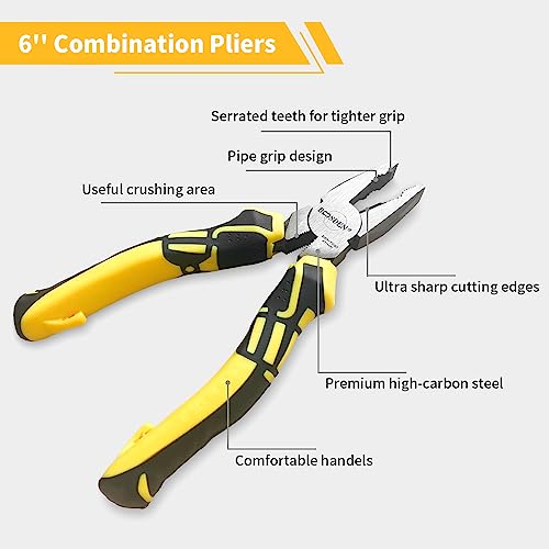 BOOSDEN Linesman Pliers, 6 Inch High Leverage Lineman's Plier, Combination Plieres, Electrical Pliers,Side Cutter Linemans Plier - Image 3