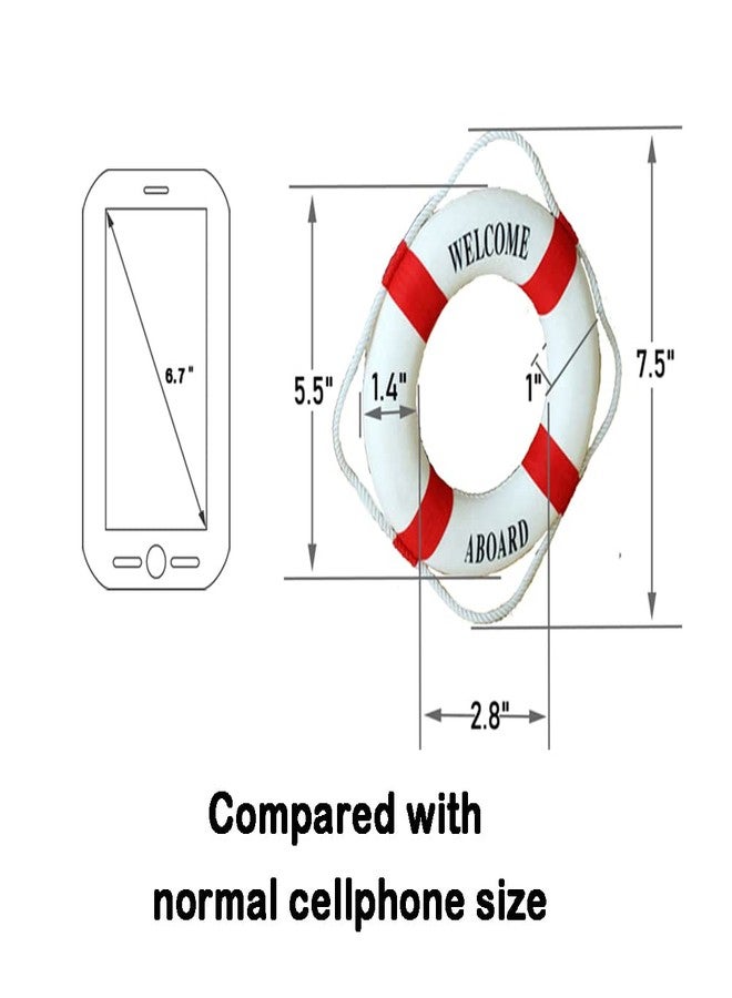 MorroMorn Lifebuoy Wall Hanging Decor - Welcome Aboard Mediterranean Style Home Decoration (Red, 1.00" x 5.50") - Image 2