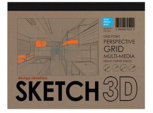 Design Ideation Perspective Grid PAD. Removable Sheet. Premium Paper. Smart-Bind Reinforced Lay Flat Binding. 1 Point. Blue. (8.5" x 11") PAD-2550-TS-H - Image 1