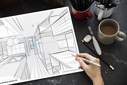 Design Ideation Perspective Grid PAD. Removable Sheet. Premium Paper. Smart-Bind Reinforced Lay Flat Binding. 1 Point. Blue. (8.5" x 11") PAD-2550-TS-H - Image 4
