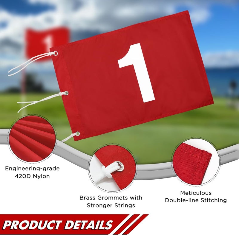 KINGTOP Golf Flag 20x14 Inch - 420D Nylon, Brass Grommets - Standard Putting Green Flags for Backyard Practice, Golf Courses, Country Club - Image 2