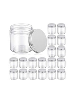 Patelai 18 Pieces 5 Oz Plastic Jars with Lids, Clear Jar Clear Storage Containers Refillable Cosmetic Jars Kitchen Storage Jars with Lids for Cosmetics Food Seasonings (Silver Lid,6.5 x 6.5 x 6.5 cm)  - Image 2