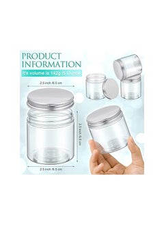 Patelai 18 Pieces 5 Oz Plastic Jars with Lids, Clear Jar Clear Storage Containers Refillable Cosmetic Jars Kitchen Storage Jars with Lids for Cosmetics Food Seasonings (Silver Lid,6.5 x 6.5 x 6.5 cm)  - Image 3
