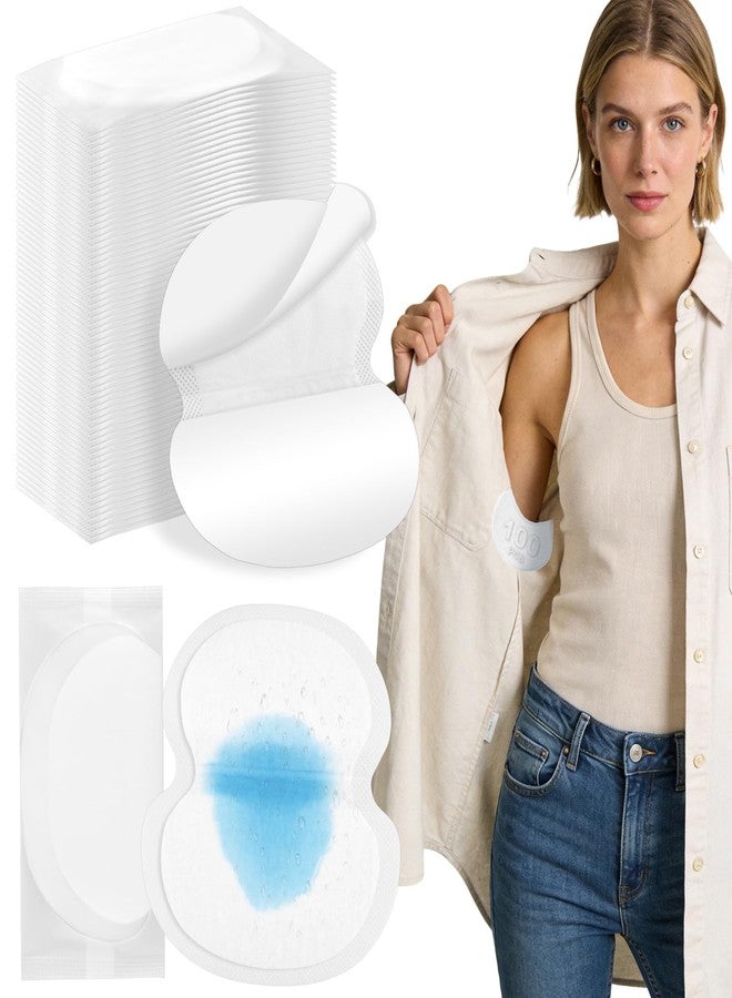 YSSPPOY Armpit Sweat Pads 100 Packs Sweat Pads for Women and Men Individually Packaged, Non Visible Easily Absorb and Disposable Underarm Sweat Pads Shields Armpit Protection For Hyperhidrosis - Image 1