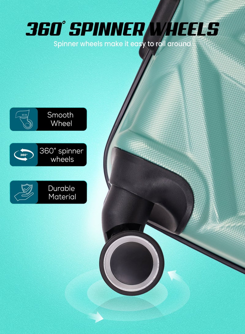 PARAJOHN Medium 24-Inch ABS Lightweight Hardshell Luggage Trolley | carrying 20kg 4-Wheel Spinner Suitcase green - Image 4