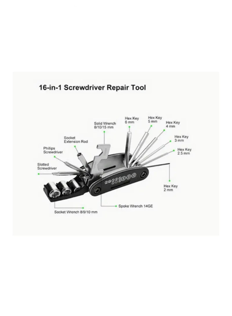 Cycle Torch 16 In 1 High-carbon Steel Mountain Bicycle Tools Sets, Bike Repair Tools Kit  - Image 3