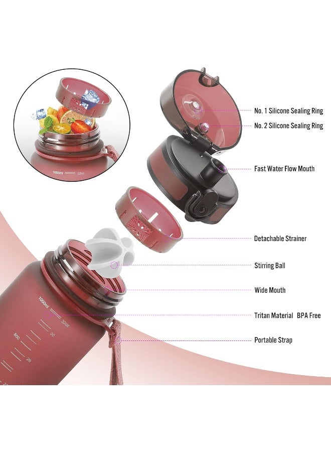 PROIRON Water Bottle 0.5L/1L Leak-Proof Drink Bottle BPA Free USA Tritan Material Gym Bottle with Protein Shaker, Flip Top Lid & Removable Strainer for Fitness Cycling, Gym Camping Outdoor Sports - Image 4
