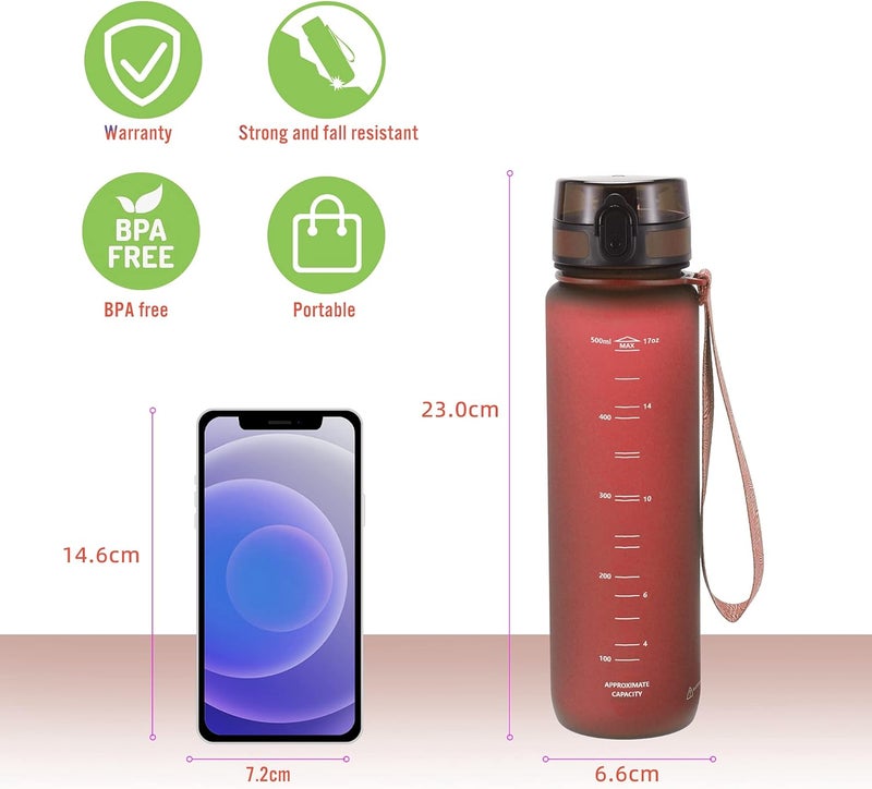 PROIRON Water Bottle 0.5L/1L Leak-Proof Drink Bottle BPA Free USA Tritan Material Gym Bottle with Protein Shaker, Flip Top Lid & Removable Strainer for Fitness Cycling, Gym Camping Outdoor Sports - Image 5