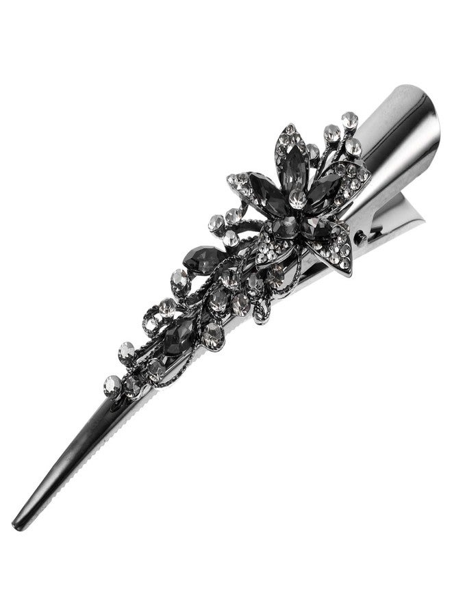 FRCOLOR Vintage Large Rhinestone Metal Duckbill Hair Clip Shiny Crystal Alligator Clip Decorative Fancy Hair Accessory for Women - Image 1