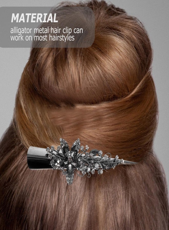 FRCOLOR Vintage Large Rhinestone Metal Duckbill Hair Clip Shiny Crystal Alligator Clip Decorative Fancy Hair Accessory for Women - Image 3