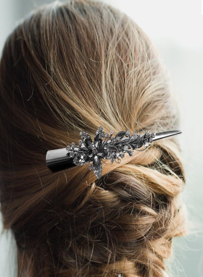 FRCOLOR Vintage Large Rhinestone Metal Duckbill Hair Clip Shiny Crystal Alligator Clip Decorative Fancy Hair Accessory for Women - Image 4