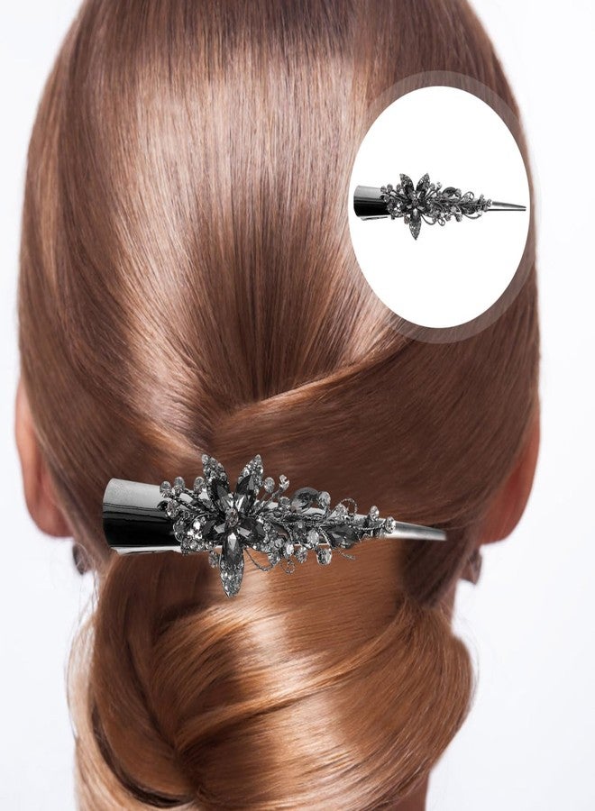 FRCOLOR Vintage Large Rhinestone Metal Duckbill Hair Clip Shiny Crystal Alligator Clip Decorative Fancy Hair Accessory for Women - Image 2