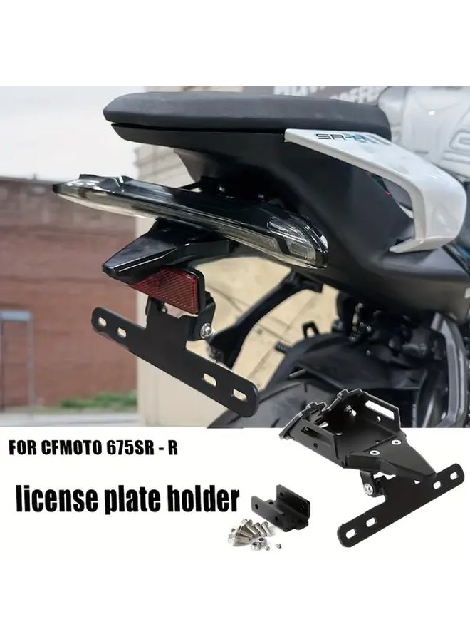 Motorcycle Rear License Plate Holder Kit With Turn Signal Mount Heavy Duty Metal Construction Fit For 675SR R 675SR 675SRR Black Easy Installation Sleek Design Durable - Image 1