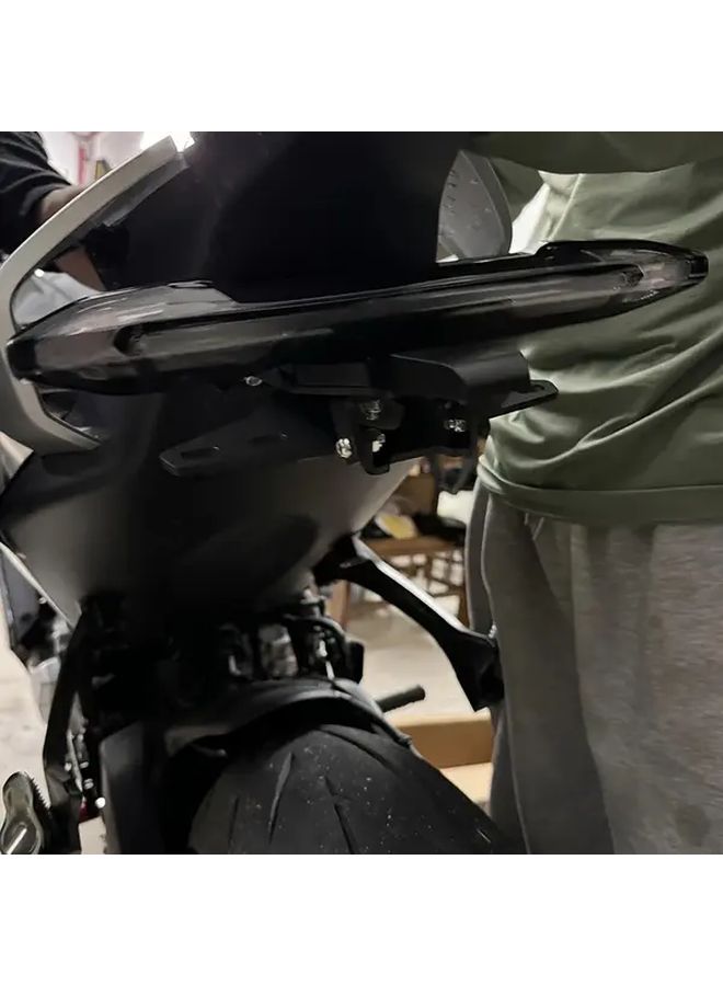 Motorcycle Rear License Plate Holder Kit With Turn Signal Mount Heavy Duty Metal Construction Fit For 675SR R 675SR 675SRR Black Easy Installation Sleek Design Durable - Image 4