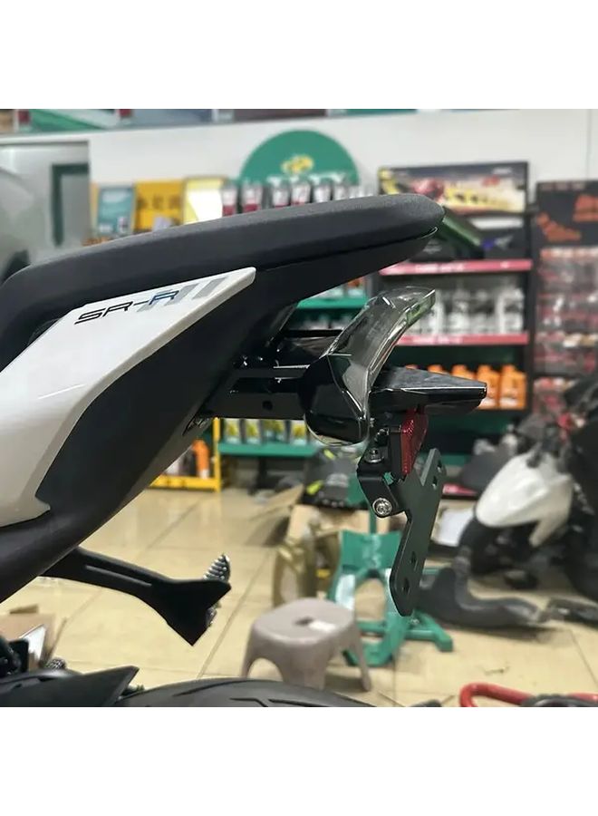 Motorcycle Rear License Plate Holder Kit With Turn Signal Mount Heavy Duty Metal Construction Fit For 675SR R 675SR 675SRR Black Easy Installation Sleek Design Durable - Image 2