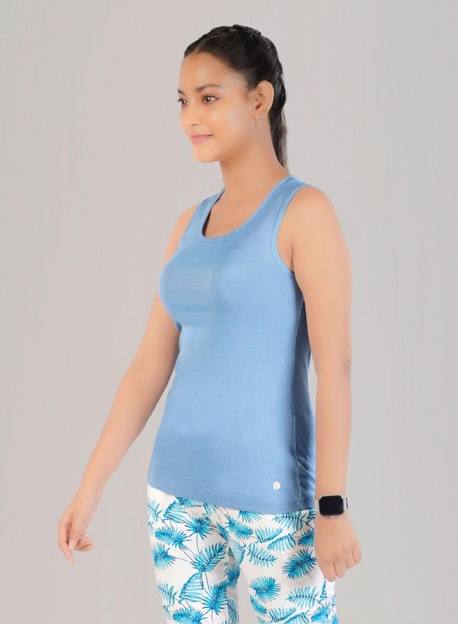 Rupa Colors Playsure Solid 100% Combed Cotton Rib Fabric, Women's Tank Top, Sleeveless Pack of 1 - Image 3