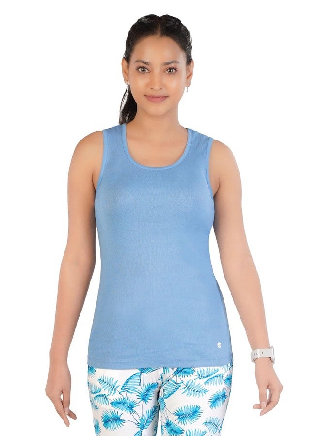 Rupa Colors Playsure Solid 100% Combed Cotton Rib Fabric, Women's Tank Top, Sleeveless Pack of 1 - Image 1
