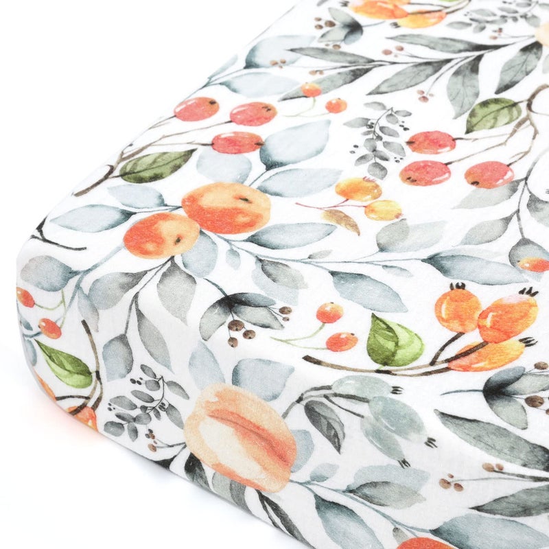 GRSSDER Soft Muslin Crib Sheet 1 Pack 100 Cotton Crib Sheets for Boys and Girls Fit Standard Crib Mattresses 52 x 28 Safe and Snug Stylish Cute Fruit Print