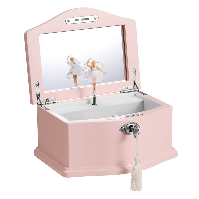 Jozen Gift Medium Pink Ballerina Musical Jewelry Box with Mirror and Lock for Girls,Pink Kid's Jewelry Storage Music Chest,Gifts for Christmas,New Year and All Hoidays - Image 1