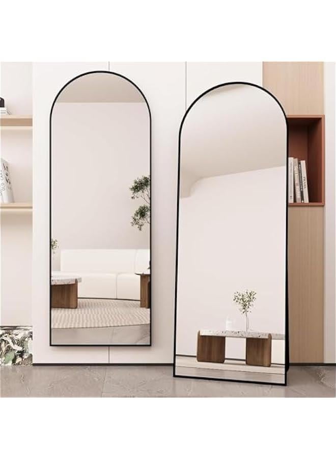 HOOKOR Arched Full Length Mirror Floor Mirror Standing or Leaning, Bedroom Mirror Dressing Mirror with Gold Aluminum Alloy Frame, 150 x 40cm (Black) - Image 1