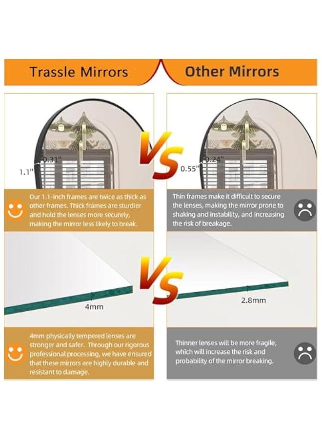 HOOKOR Arched Full Length Mirror Floor Mirror Standing or Leaning, Bedroom Mirror Dressing Mirror with Gold Aluminum Alloy Frame, 150 x 40cm (Black) - Image 4