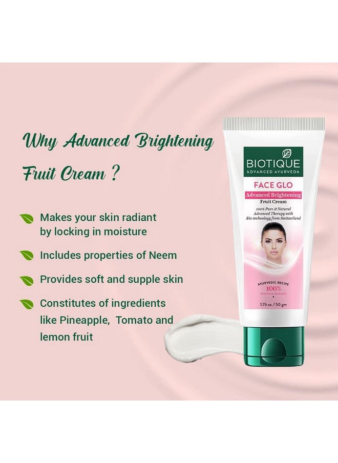 Biotique Face Glo Advance Brightening Fruit Cream ; Visibly Flawless Skin  ; Lightens Skin Tone ; 100% Botanical Extracts ; Suitable For All Skin Types ; 50G  - Image 4