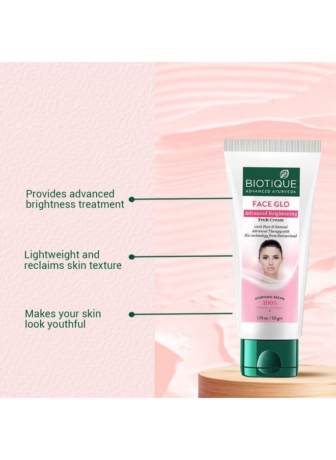 Biotique Face Glo Advance Brightening Fruit Cream ; Visibly Flawless Skin  ; Lightens Skin Tone ; 100% Botanical Extracts ; Suitable For All Skin Types ; 50G  - Image 3