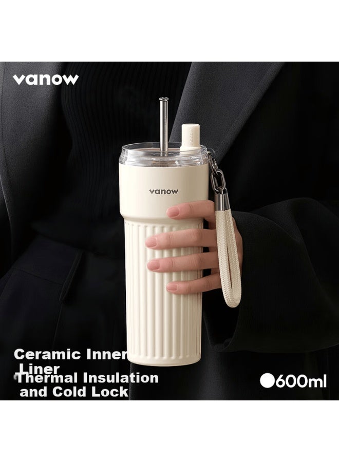 Vanow Ceramic Liner Insulated Straw Tumbler Large Capacity Coffee Water Cup Car Mount New Stylish For Women - Image 1