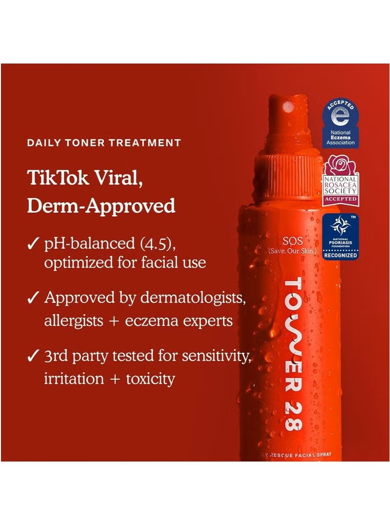 Tower 28 SOS Daily Rescue Facial Spray - The Miracle pH - Balancing Toner! Hypochlorous Acid Formula for Ultra - Sensitive Skin, 4 Fl Oz - Image 3