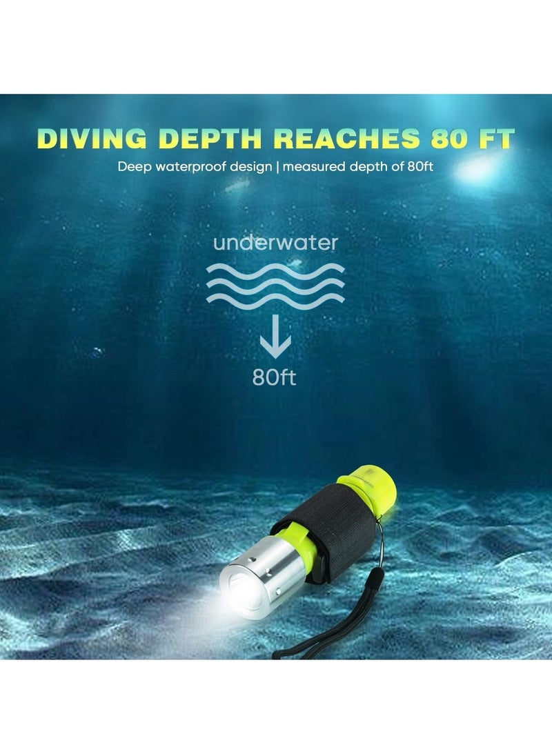 2 Pcs Scuba Diving Flashlight, IPX8 Waterproof Underwater Professional Diving Flashlight, 1200 Lumens u0026 3 Modes Underwater Flashlight for Scuba Diving, Night Snorkeling (Battery Not Include) - Image 5