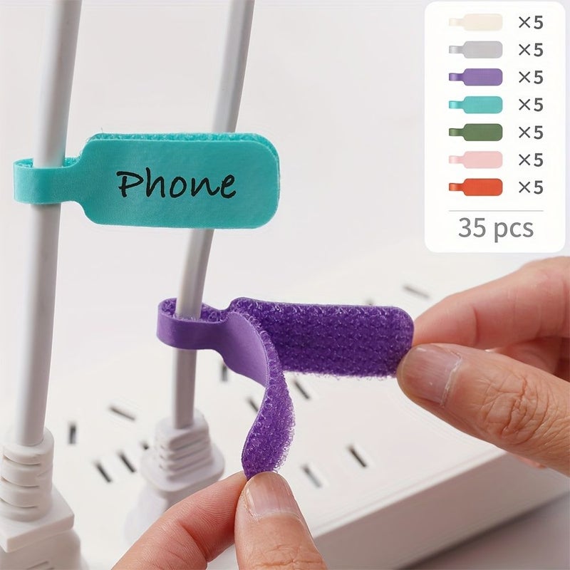 35Pcs Seven Color Large Self-Adhesive Cable Labels For Wire Organization - Image 1