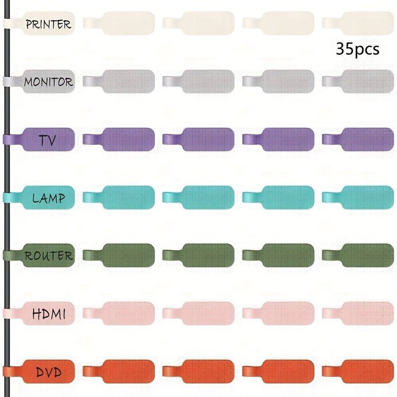 35Pcs Seven Color Large Self-Adhesive Cable Labels For Wire Organization - Image 3