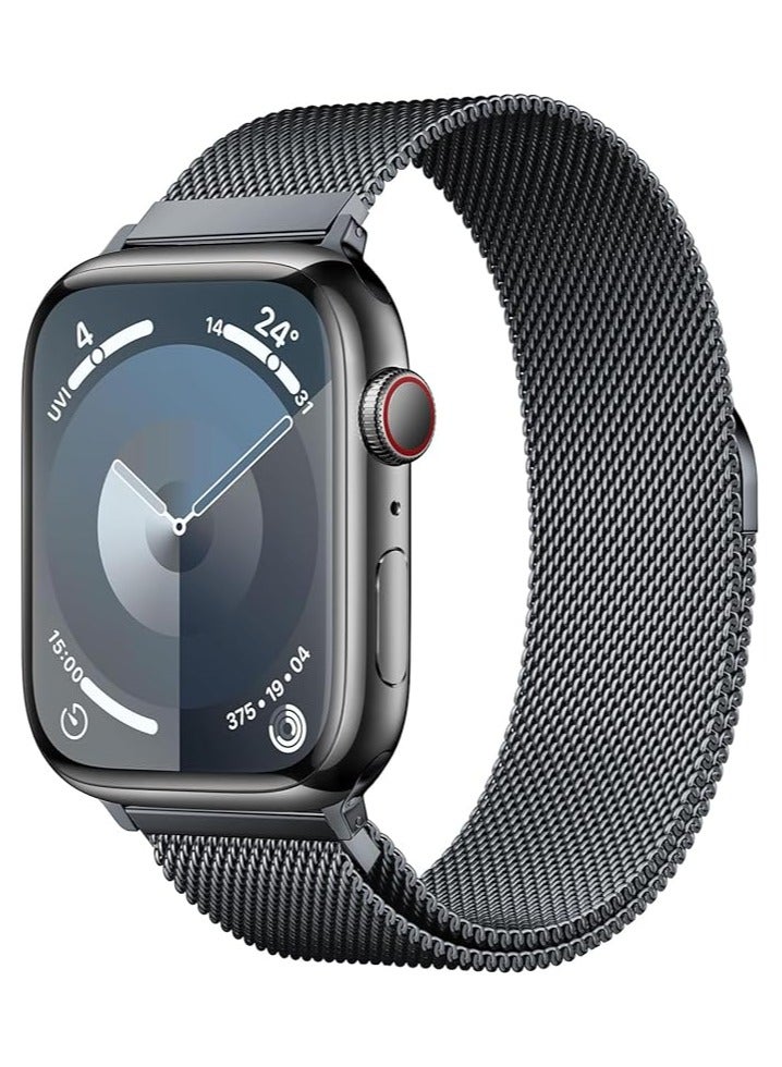 Stainless Steel Loop Apple Watch Band 42mm/44mm/45mm/46mm/49mm, iWalacement Band, Apple Watch Wrist Strap for iwatch Series Ultra SE Series 9/8/7/6/5/tch Magnetic Clasp Strap Rep4/3/2/1(graphene）  - Image 1