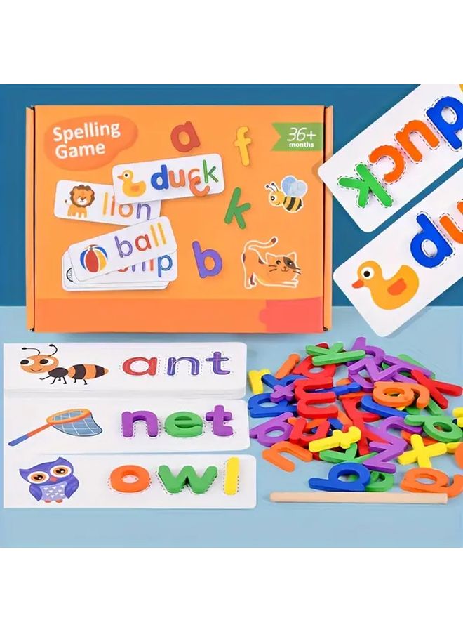 Orange Educational Word Spelling Puzzle Game For Alphabet Numbers Recognition - Image 1