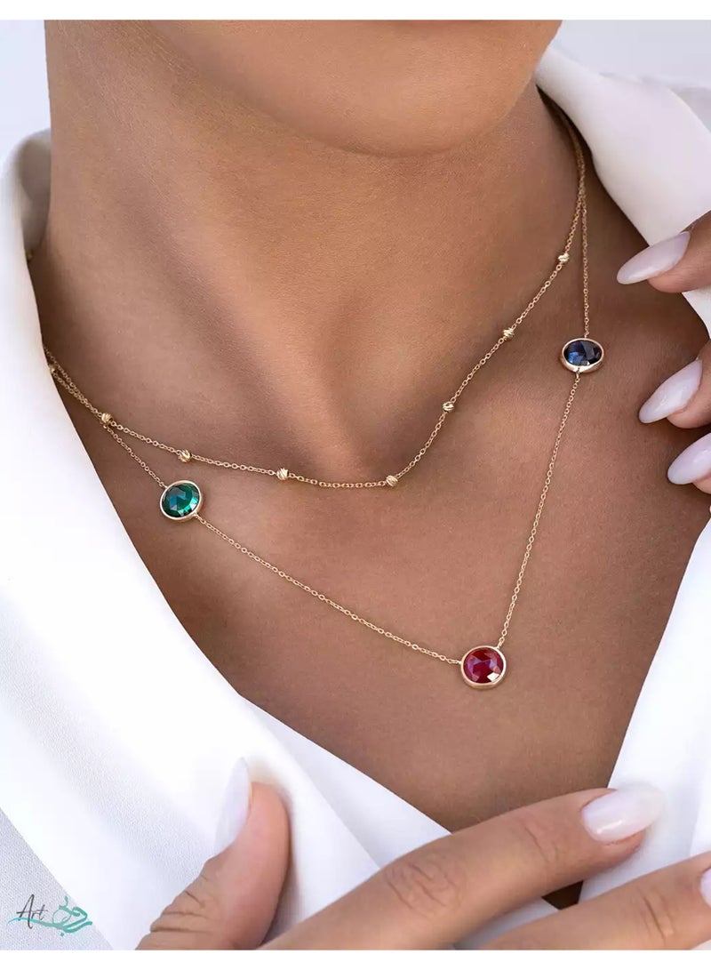 Ruby Art Gold 18K Pure Gold Women’s with multicolor stone,2.42Gram - Image 2