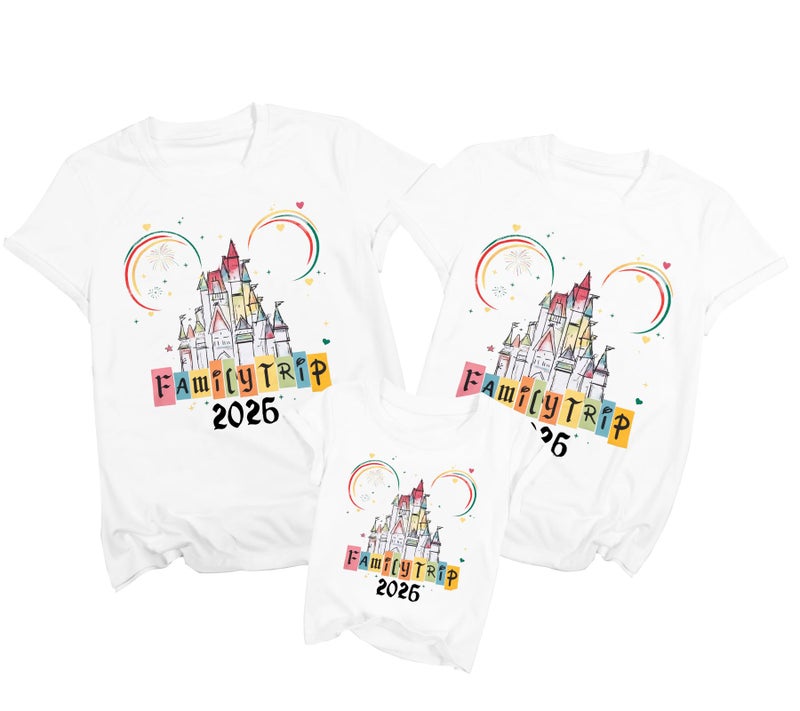 MYHALF Magical Family Shirts Matching 2026 Vacation Family Matching Outfits Mom and Mini Cute Summer Trip Clothes White - Image 1