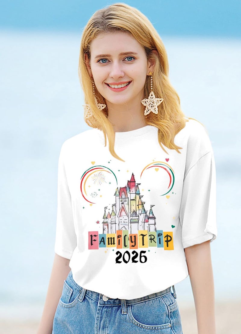 MYHALF Magical Family Shirts Matching 2026 Vacation Family Matching Outfits Mom and Mini Cute Summer Trip Clothes White - Image 2