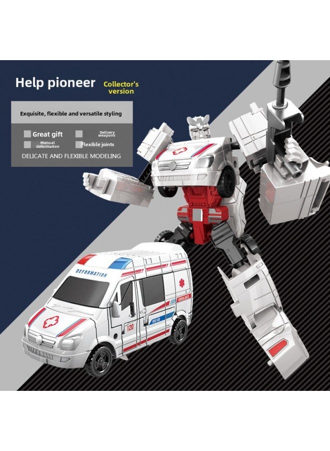 Deformation Toy Model Steel Cable Robot Bumblebee Dinosaur Children's Alloy Optimus God Of War Column TikTok Shop Sound King Kong-Color:Rescue Pioneer - Image 1